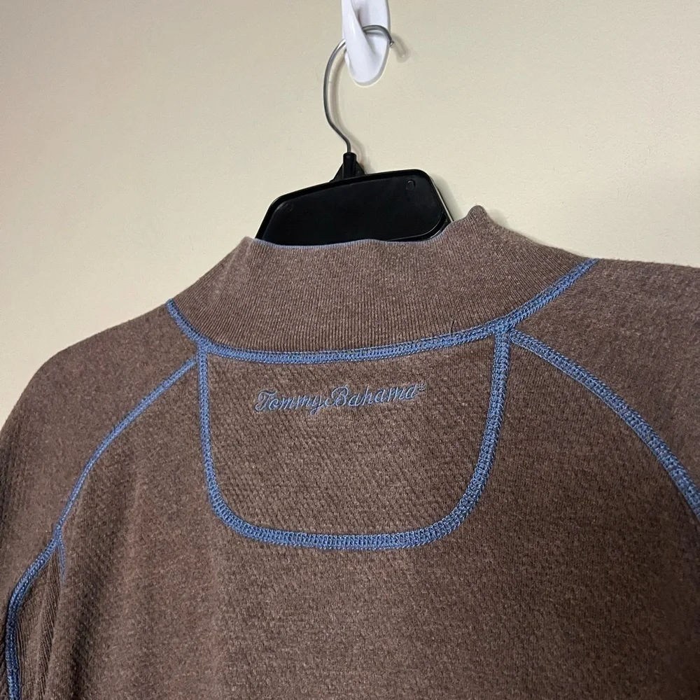 Tommy Bahama Flip shore Half Zip Reversible Pullover Blue Brown L/XL
